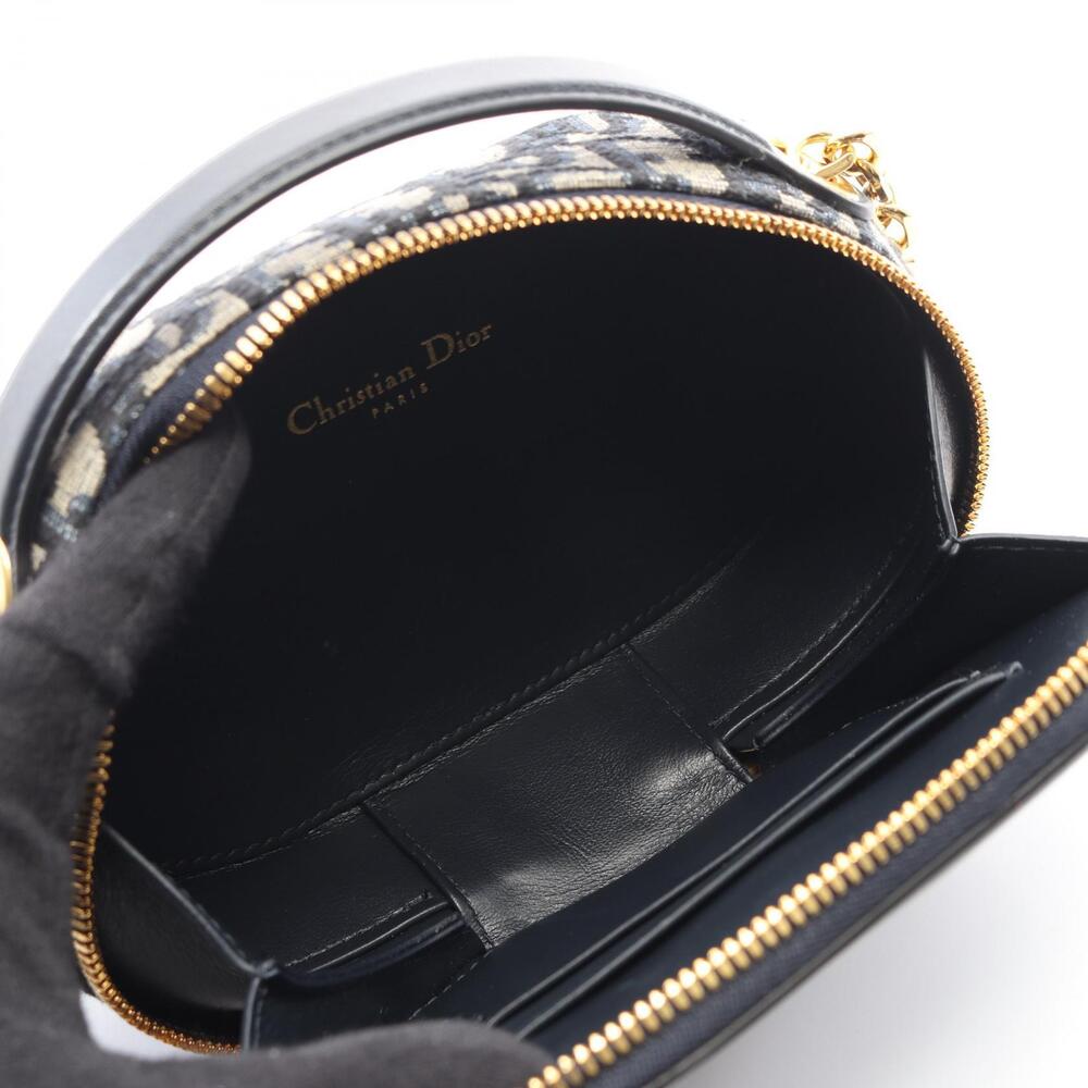 Dior CD Signature Oval Camera Bag Oblique Shoulder Leather Beige Navy Blue - Picture 3 of 5